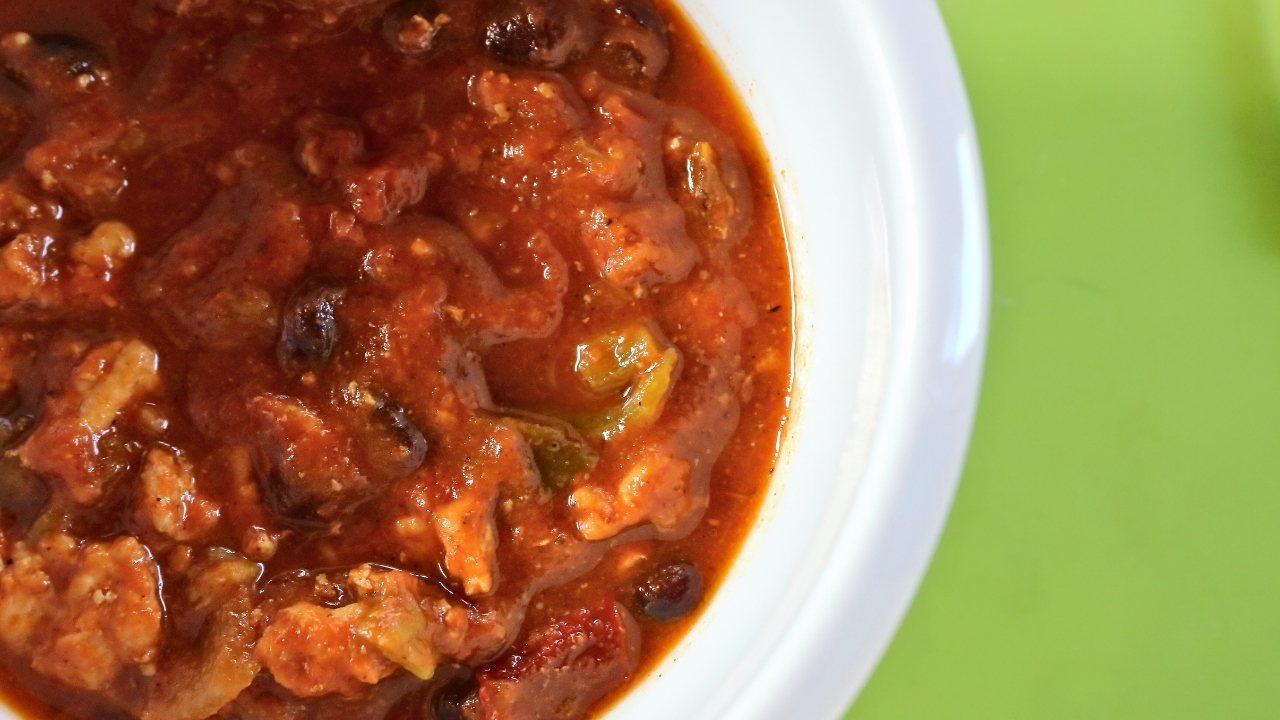 a bowl of pumpkin chili ready to eat